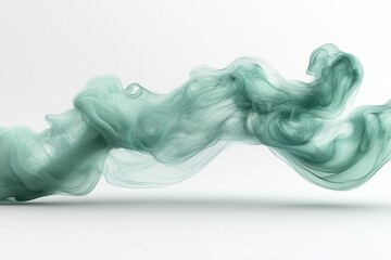 Naklejka premium soft green smoke billowing gracefully isolated on white creating a mystical and ethereal atmosphere inviting curiosity and wonder