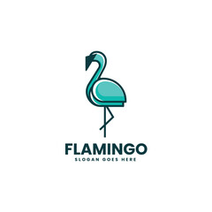 Vector Logo Illustration Flamingo Simple Mascot Style