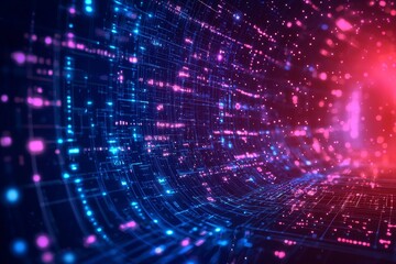 Naklejka premium Digital Technology background of data and network created with Generative AI
