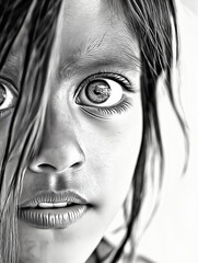 Fototapeta premium A Captivating and Artistic Portrait of a Young Child with Deeply Expressive and Engaging Eyes