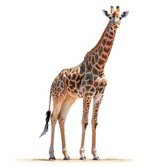 Obraz premium Giraffe isolated on white background. Side view. 3D illustration 