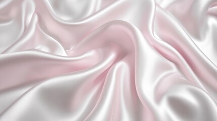 Obraz premium A close-up of smooth, silky fabric in soft pink and white tones, showcasing texture and elegance.