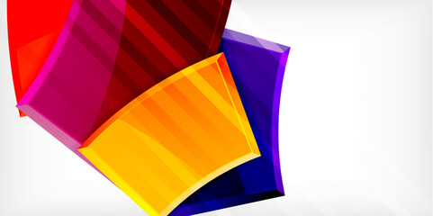 Round 3d shapes, plates background. Creative composition design template