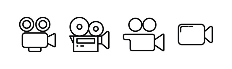 camera camcoder icon set outlines