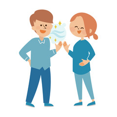 息の爽やかな男性　夫婦　カップル　かわいいイラスト素材