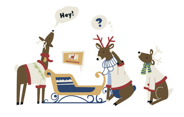 Reindeer Friends Sled Adventure Scene