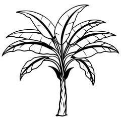 Banana Tree Silhouette Vector Icon. Vector Illustration