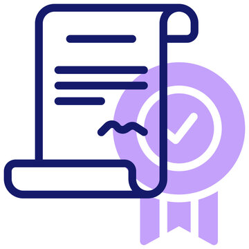 recommend clip art: A blue and purple outline of a document with lines, a check mark, and a squiggly line.
