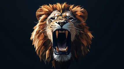 Majestic Roaring Lion Head in Vibrant Colors