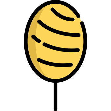 recommend clip art: A simple illustration of a yellow egg with a black outline and lines.