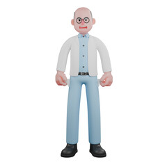 Professional Male Scientist in 3D Animation. A male scientist is standing straight. Science