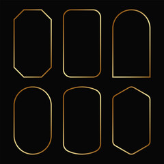 Golden geometric frames in art deco style luxury vector