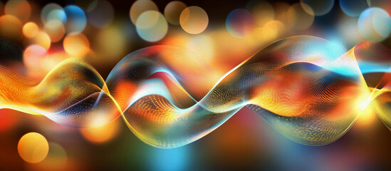 Abstract Energy Flow: Vibrant, dynamic waves of light and color dance across a bokeh backdrop, creating a mesmerizing visual symphony of energy and movement.