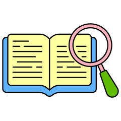 Definition icon, information, research, workbook