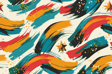 Fototapeta premium Vibrant Abstract Brushstrokes with Splattered Paint on Canvas