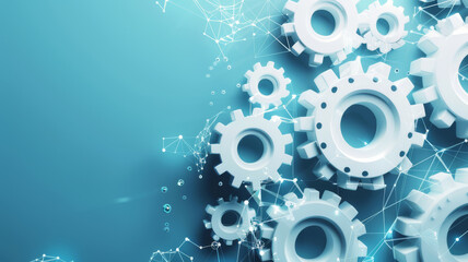 Abstract techno gear background with geometric colorful gear wheels. Space for gear text. Vector gears modern mechanism industrial . Technology gears