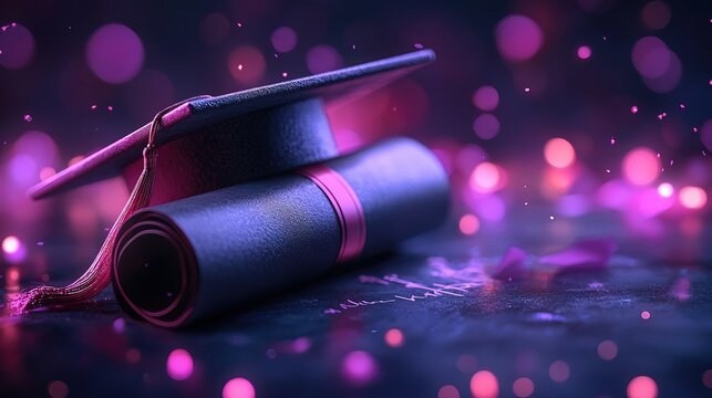 Online Education Completion Symbol: Graduation Certificate