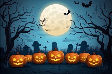 Halloween Night with Jack-o'-Lanterns