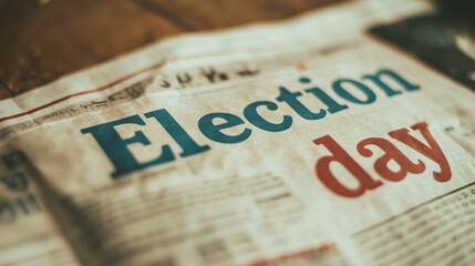 close-up Newspaper with headline "Election day" for election day background concept