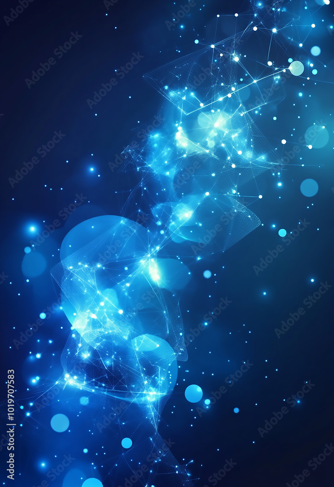 Poster technology particle abstract background a visual representation of the schrodinger equation in quant