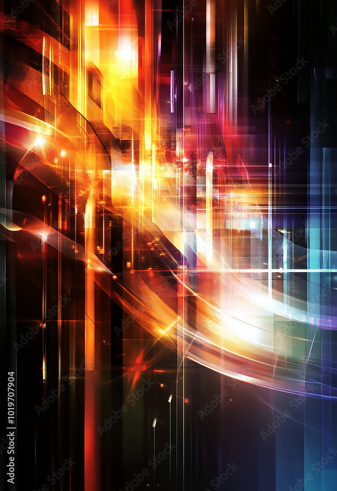 Poster technology particle abstract background a visual representation of the schrodinger equation in quant