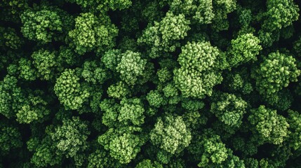 Aerial view of a lush green forest with trees and foliage