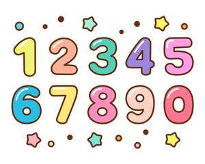 ポップでかわいい子供向けの数字のイラスト1234567890