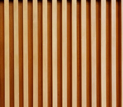 Vertical wooden slats on building facade