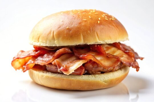 asymmetrical bacon roll fried on isolated white background