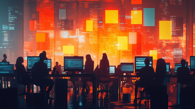 People of various occupations working in companies and digital technology Horizontal visual for banners and advertisements