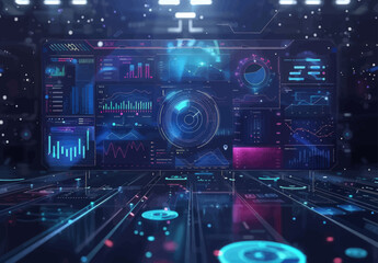 Futuristic HUD Interface with Data Visualizations 
