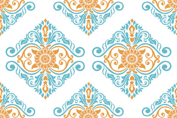 Fototapeta premium damask pattern with a classic floral design.African embroidery patterns, paisley, boho, floral ikat, ethnic floral designs, ikat sari, ikat patterns and ethnic patterns.