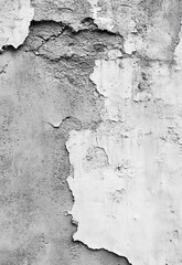 Obraz premium A close-up texture of old, weathered, and cracked concrete wall with peeling paint, showcasing urban decay and grunge elements.
