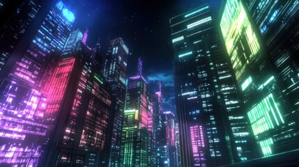 Obraz premium Neon Cityscape at Night