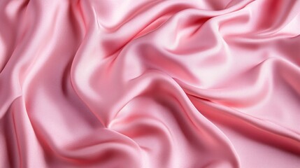 Obraz premium A smooth, pink satin fabric draped elegantly, showcasing its soft texture and sheen.