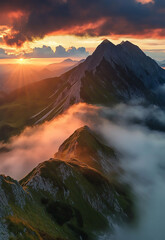 sunrise over the mountains rocks mountains and sunlight