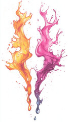 Fototapeta premium Abstract colorful watercolor splashes in vibrant yellow, pink, and blue.