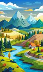 Mountain Landscape Illustration
