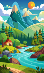 Obraz premium Mountain Landscape Illustration