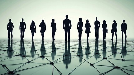 Business network concept with business people silhouettes 