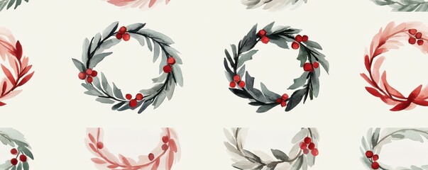 Colorful wreaths on a light background, perfect for design.