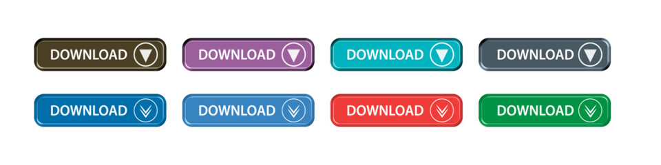 download button as vector element graphic of website or application illustration isolated on white background. set of downloads buttons for app and web graphics design