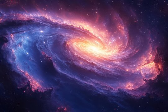stunning blue and purple galaxy backdrop filled with swirling stars and cosmic wonders created with advanced technology inviting viewers to explore the universes mysteries