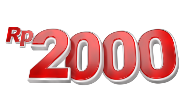 3d sales red and white price tag for composition 2000 rupiah, amazing for product promotion