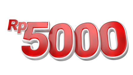 3d sales red and white price tag for composition 5000 rupiah, amazing for product promotion