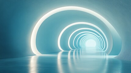 Obraz premium Abstract Tunnel of Concentric Arcs with Bright Light at the End