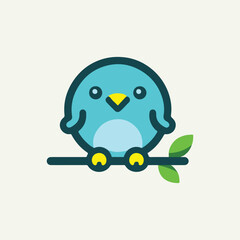 Cartoon illustration of a cute blue bird