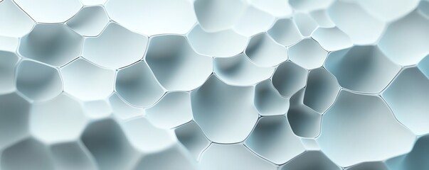 Abstract image of hexagonal cellular structure in soft blue tones, ideal for backgrounds, textures, and design projects.