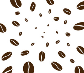Flying coffee beans. Falling coffee beans isolated on white background. Vector illustration