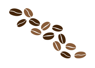 Coffee beans isolated on white background. Wave of Coffee bean background. Vector illustration